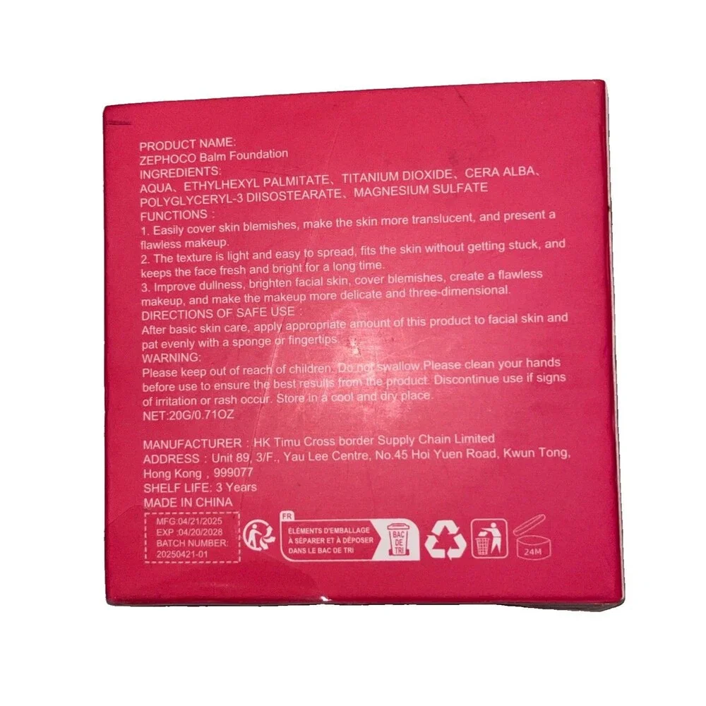Zephoco Balm Foundation Cream Long Lasting Moisturizing Skin 🌷Natural Color